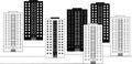 Cityscape of monotonous multi-storey residential buildings